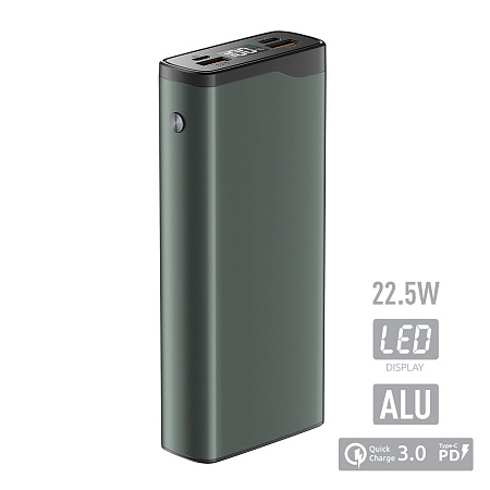 Внешний аккумулятор QL-20, 20000 mAh, 22.5W, QuickCharge 3.0, синий